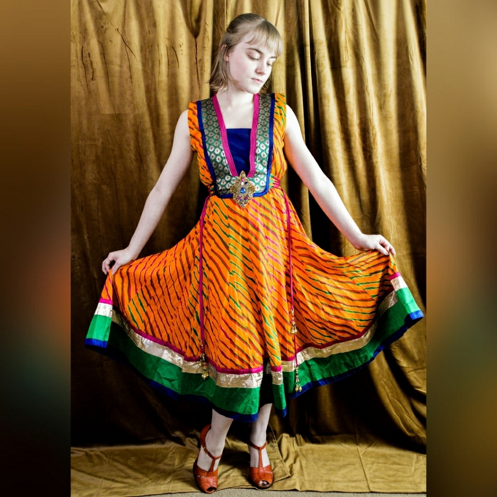 Orange Multicolored Indian Dress